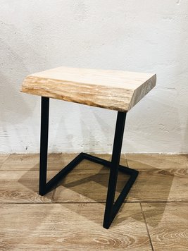 Стілець табурет у стилі лофт з дерев'яним сидінням з ясена на металевій основі. 4553F фото