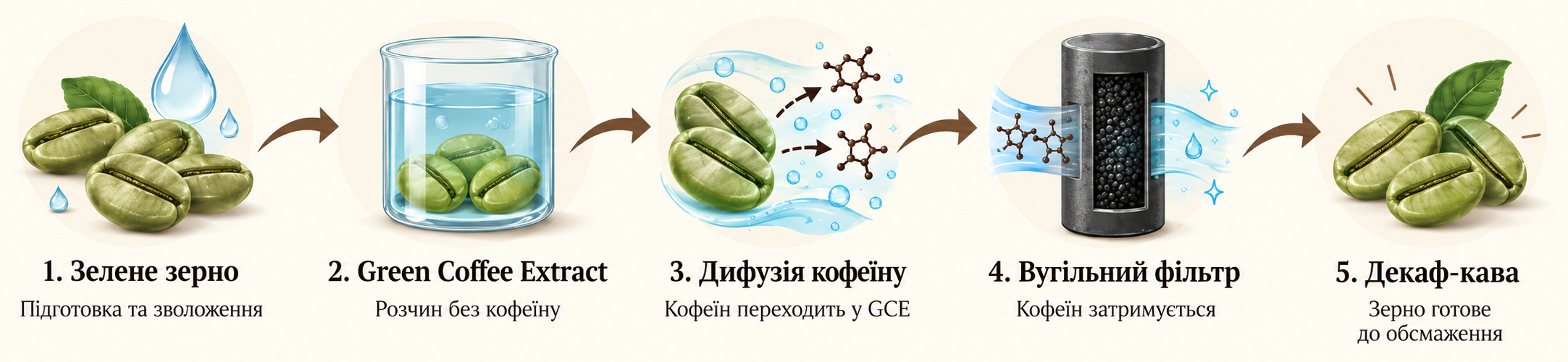 Як із кавового зерна видаляють кофеїн